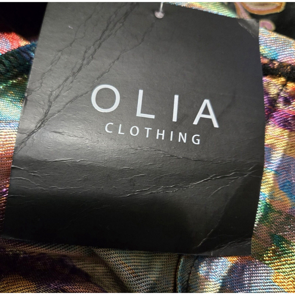 Olia Metallic Jacquard Strapless Floral Midi Dress XS NWT Black Holiday Party - Picture 5 of 8